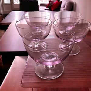Vintage 5 Retro Pink Glass Sherbet Dessert Cups